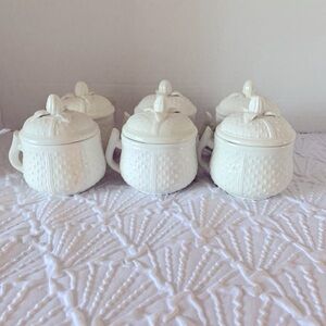 Set 6 Apilco Classic White Porcelain Pots de Creme